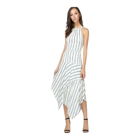 Adelyn Rae Layne Medium Multicolor Striped Halter Dress RTR Handkerchief Hemline - Picture 1 of 15